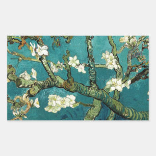 Pegatina Rectangular Arbol de almendras floreciente Van Gogh