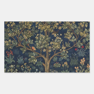 Pegatina Rectangular Árbol de la Vida vintage de William Morris