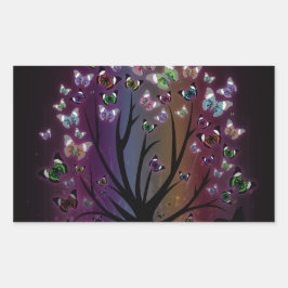 Pegatina Rectangular Árbol de mariposa