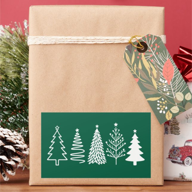 Pegatina Rectangular Árbol de Navidad  (Vacaciones)