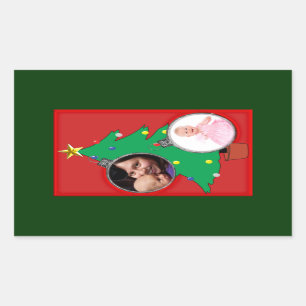 Pegatina Rectangular Árbol de navidad con dos marcos de la foto del