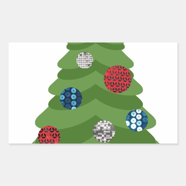 Pegatina Rectangular árbol de navidad de emoji (Anverso)