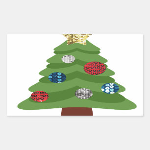 Pegatina Rectangular árbol de navidad de emoji