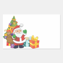 Pegatina Rectangular Árbol de Navidad de Santa Claus