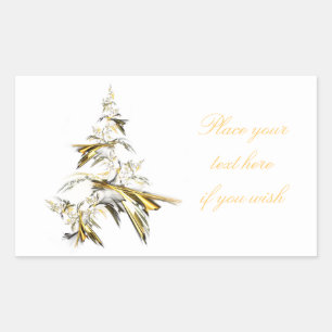Pegatina Rectangular Árbol de Navidad en blanco 001