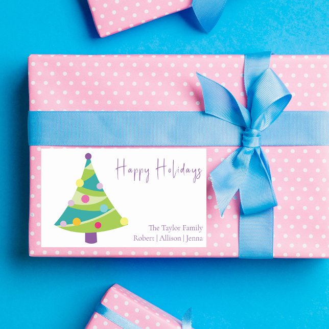 Pegatina Rectangular Árbol de Navidad moderno y caprichoso | Nombre de  (Subido por el creador)