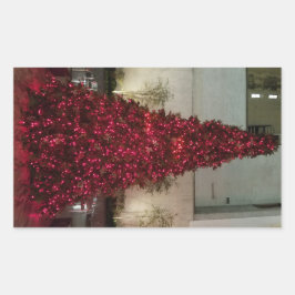 Pegatina Rectangular Árbol de Navidad Rojo - NYC