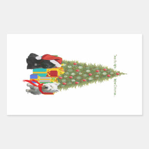 Pegatina Rectangular Árbol de Navidad Scottie y Westie