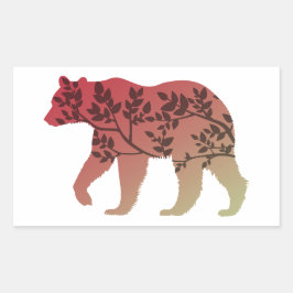 Pegatina Rectangular Árbol de oso