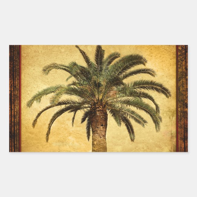 Pegatina Rectangular Árbol de palmas de época - Plantilla personalizada (Anverso)