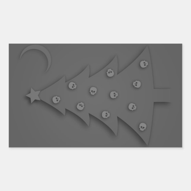 Pegatina Rectangular Árbol de sombras de navidades (Anverso)