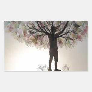 Pegatina Rectangular Árbol de vida