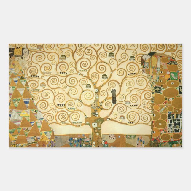 Pegatina Rectangular Árbol de vida por Gustav Klimt (Anverso)