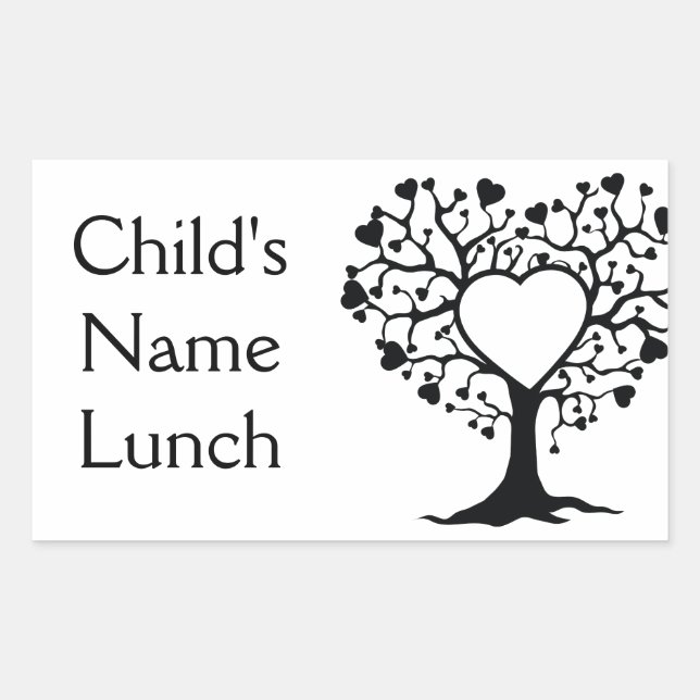 Pegatina Rectangular Árbol del corazón (Anverso)