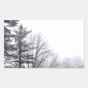 Pegatina Rectangular Árboles cubiertos de nieve: Horizontal