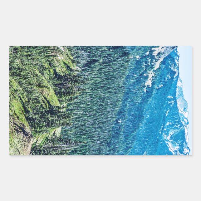 Pegatina Rectangular Árboles y rocas (Anverso)