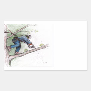 Pegatina Rectangular Arborisco de cirujano árbol Lumberjack