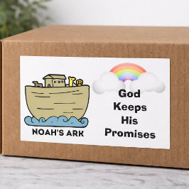 Pegatina Rectangular Arca de Noé Arcoiris Promesas de Dios