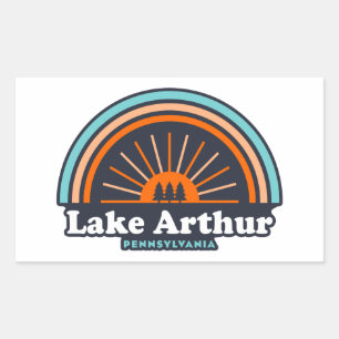 Pegatina Rectangular Arco arco iris del lago Arthur Pennsylvania