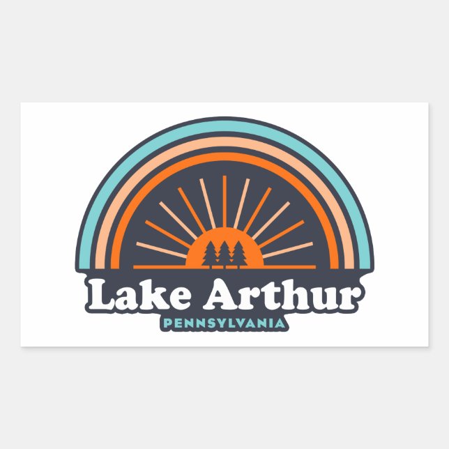 Pegatina Rectangular Arco arco iris del lago Arthur Pennsylvania (Anverso)