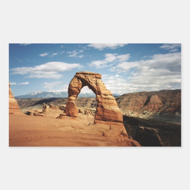 Pegatina Rectangular Arco Delicado, Parque Nacional Arches, Utah (Anverso)