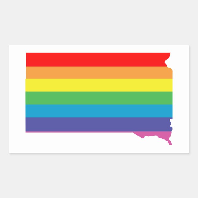 Pegatina Rectangular arco iris de dakota meridional (Anverso)