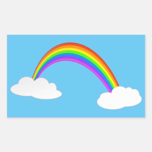 Pegatina Rectangular Arcoiris con nubes (Anverso)