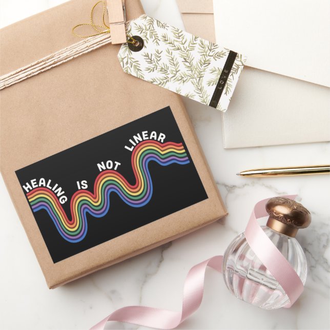 Pegatina Rectangular Arcoíris de Conciencia sobre Salud Mental LGBTQ (Regalar)