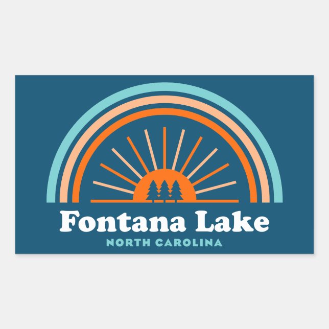 Pegatina Rectangular Arcoiris de Fontana Lake North Carolina (Anverso)