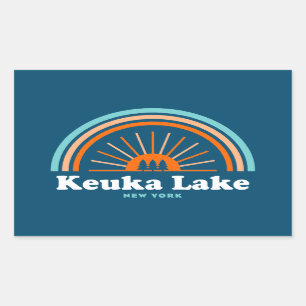 Pegatina Rectangular Arcoiris de Keuka Lake New York