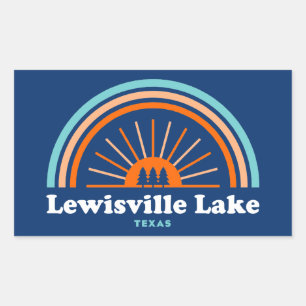 Pegatina Rectangular Arcoiris de Lewisville Lake Texas