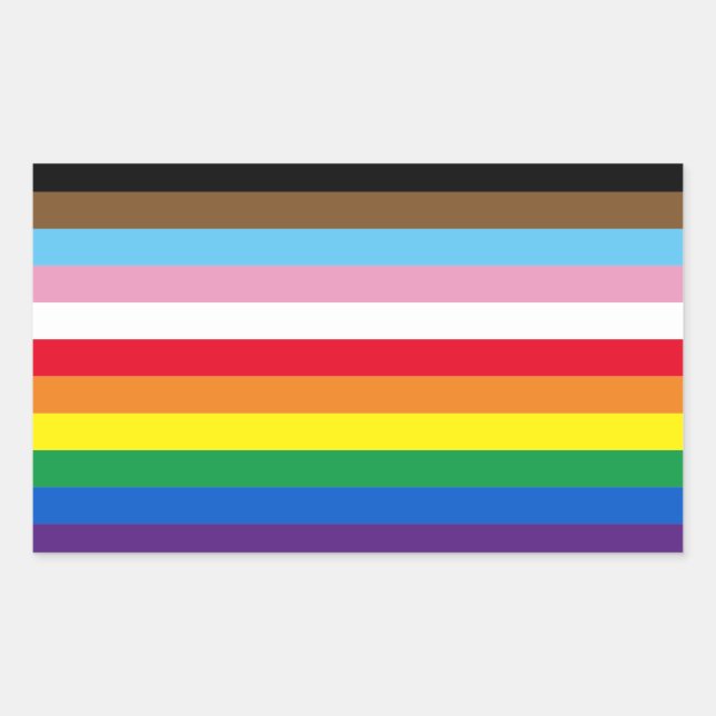 Pegatina Rectangular Arcoiris de Lgbtq 11 franjas incluida bandera del  (Anverso)
