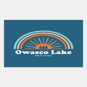 Pegatina Rectangular Arcoiris de Owasco Lake New York