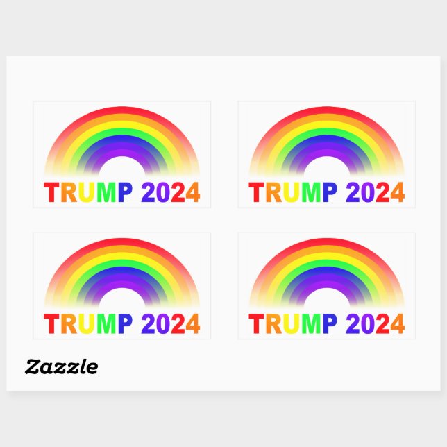Pegatina Rectangular Arcoiris de Trump 2024 (Hoja)