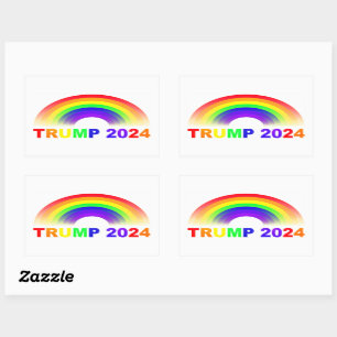 Pegatina Rectangular Arcoiris de Trump 2024