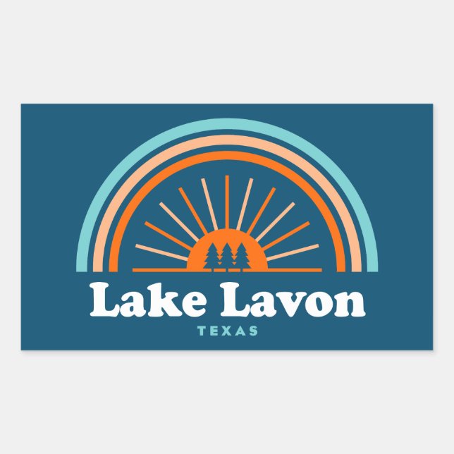 Pegatina Rectangular Arcoiris del lago Lavon Texas (Anverso)