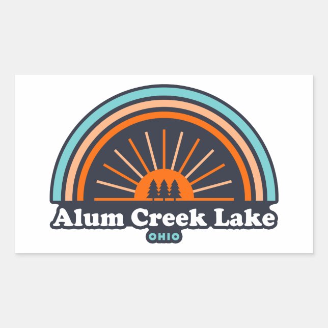 Pegatina Rectangular Arcoiris en el lago Alum Creek (Anverso)