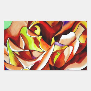 Pegatina Rectangular Arcoiris Sunset Rosa acuarela arte original