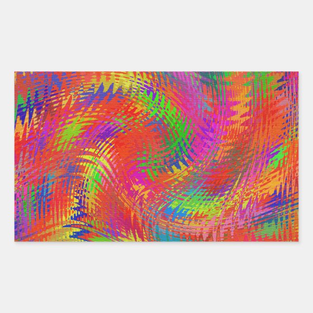 Pegatina Rectangular Arcoiris tejido (Anverso)