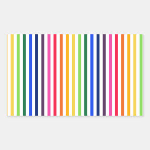Pegatina Rectangular Arcoiris y rayas blancas