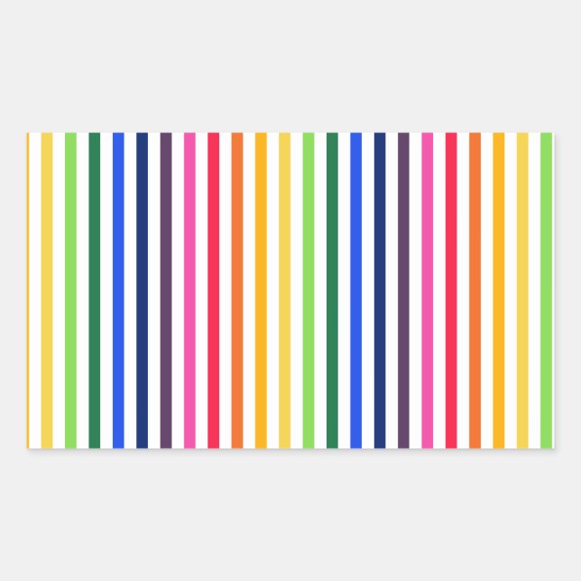 Pegatina Rectangular Arcoiris y rayas blancas (Anverso)