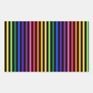 Pegatina Rectangular Arcoiris y rayas negras