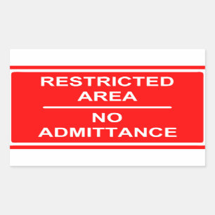Pegatina Rectangular Área restricta ninguna entrada