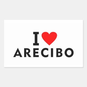 Pegatina Rectangular Arecibo Puerto Rico ciudad del amor corazón como v