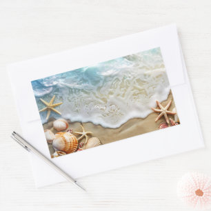 Pegatina Rectangular Arena y mar