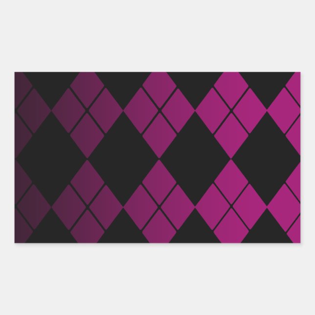 Pegatina Rectangular Argyle negro (Anverso)