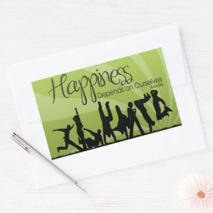 Pegatina Rectangular Aristóteles cita Inspiradora "Felicidad"