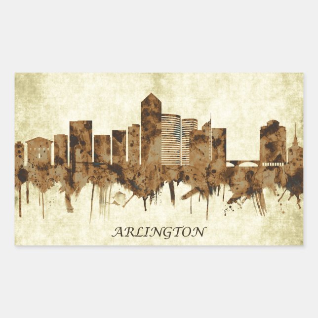 Pegatina Rectangular Arlington Texas Cityscape (Anverso)