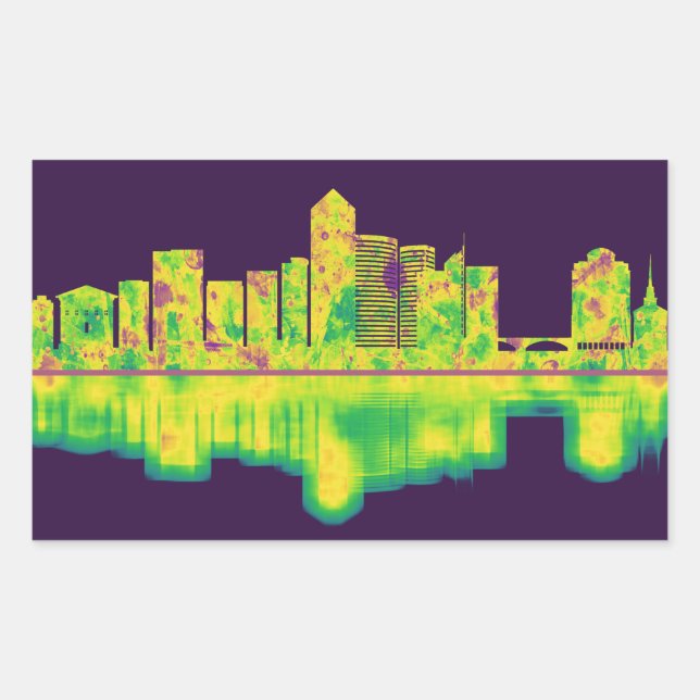 Pegatina Rectangular Arlington Texas Skyline (Anverso)