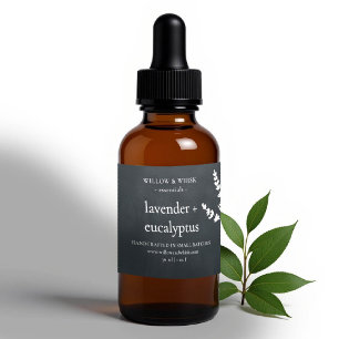 Pegatina Rectangular Aromaterapia artesanal Aceite Esencial Blanco Negr